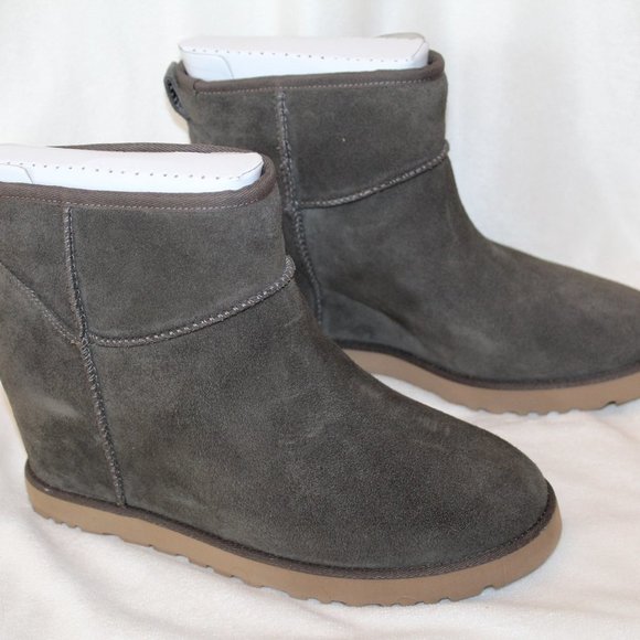 NEW WOMEN'S UGG MINI‎ ANKLE FEMME WEDGE BOOTS SLATE GRAY 10 11 - Picture 1 of 7